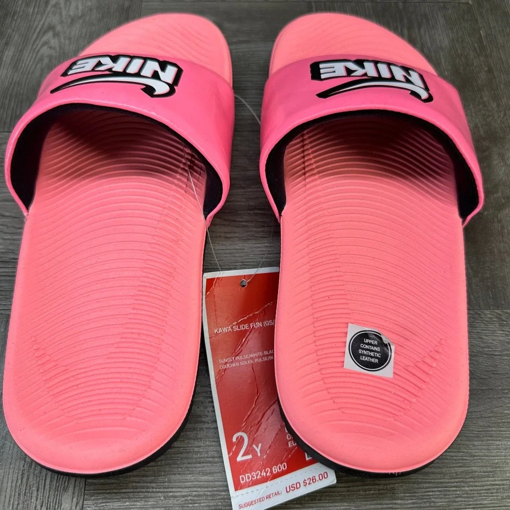 Nike Kawa Slide Fun Youth 2Y Sunset Pulse Pink Athletic Pool Sandals NEW